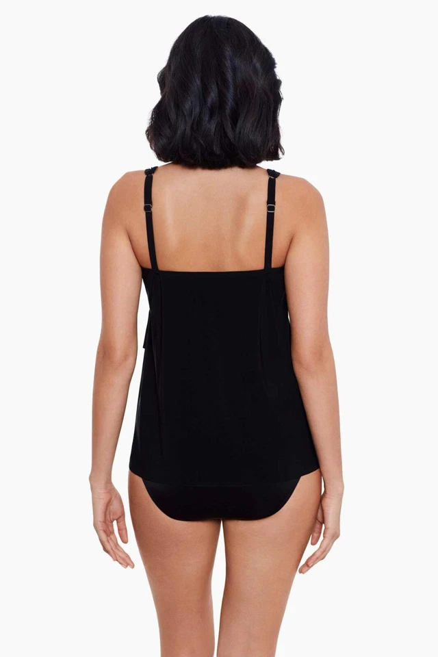 Miraclesuit Sz 12DD Illusionist Mirage Tankini Top Swimsuit Black Underwire Slim - Image 4 of 4