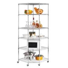 6 Layer Wire Steel Corner Shelf Unit Garage Shelving Large Storage Space