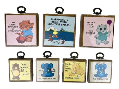 7 VTG Small Wooden Wall Plaques Positive Affirmations Friendship Love 3.75  Gift