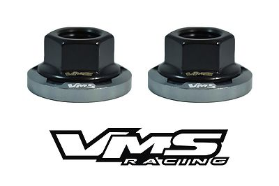 #ad 2 VMS RACING STRUT TOWER DRESS UP GUNMETAL WASHERS amp; BK FLANGED NUTS MITSUBISHI $14.99