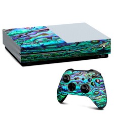 Xbox One S Console Skins Decal Wrap ONLY Abalone Ripples Green Blue Purple