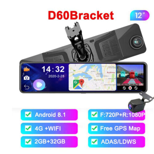 12" HD Touch Ips 4G WIFI Car DVR Camera Android Dash Cam Smart Rearview Mirror - Picture 4 of 9