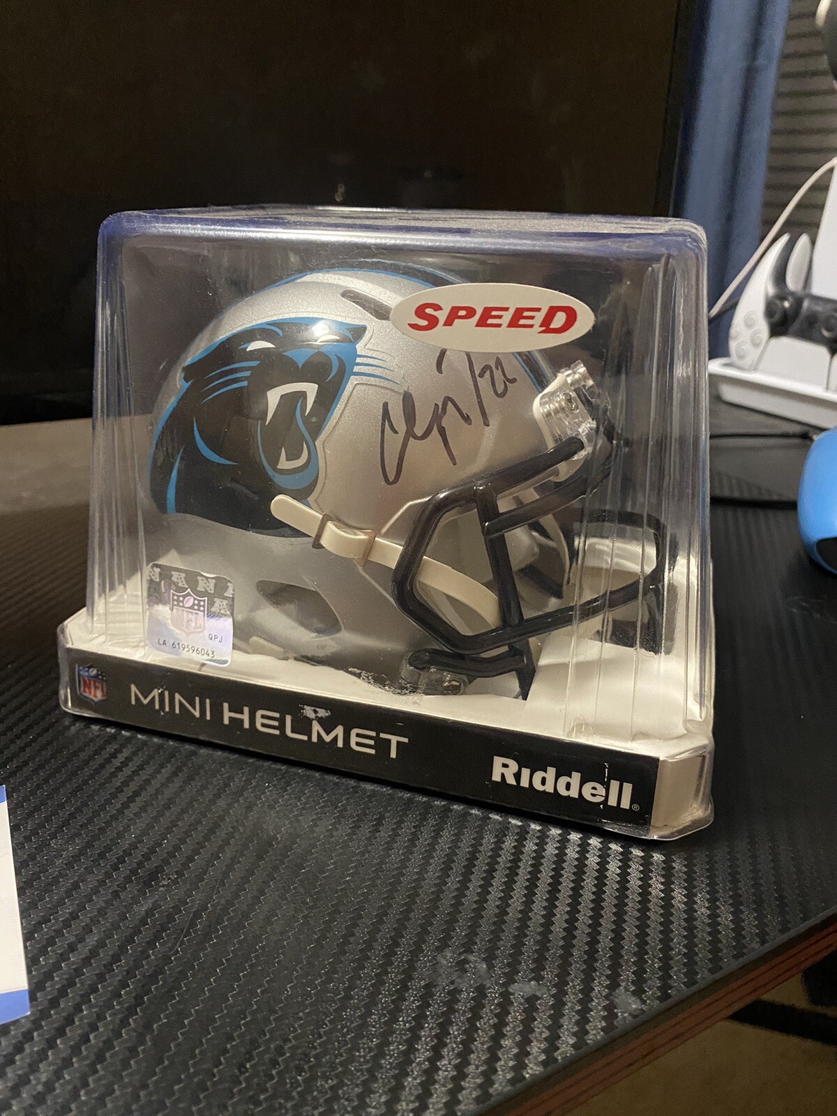 Christian McCaffrey Signed Auto Mini Helmet Carolina Panthers BAS Beckett AUTH 