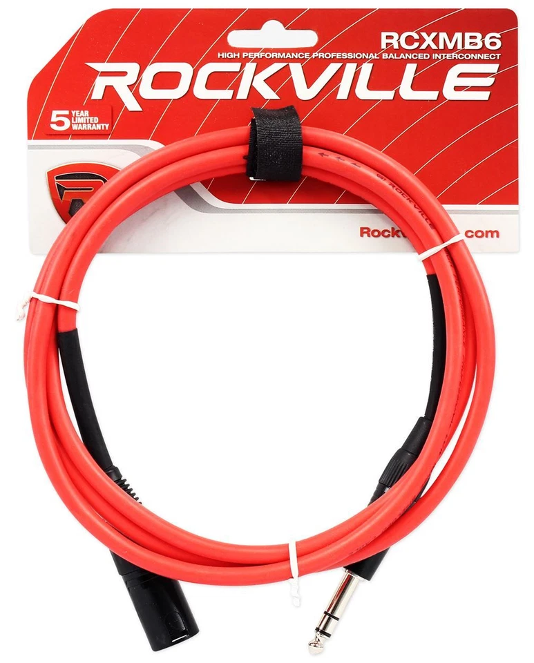 2 Rockville 6' Male REAN XLR to 1/4'' TRS Balanced Cable (Red and Blue) - Image 4 of 4