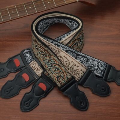 Retro Stickerei Gitarrengurt Schultergurte verstellbar Bass/Akustik/Elektro