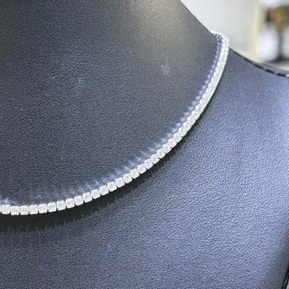 Platinum Sterling Silver White Sapphire Choker Design Thin Tennis Necklace Gift - Picture 4 of 10