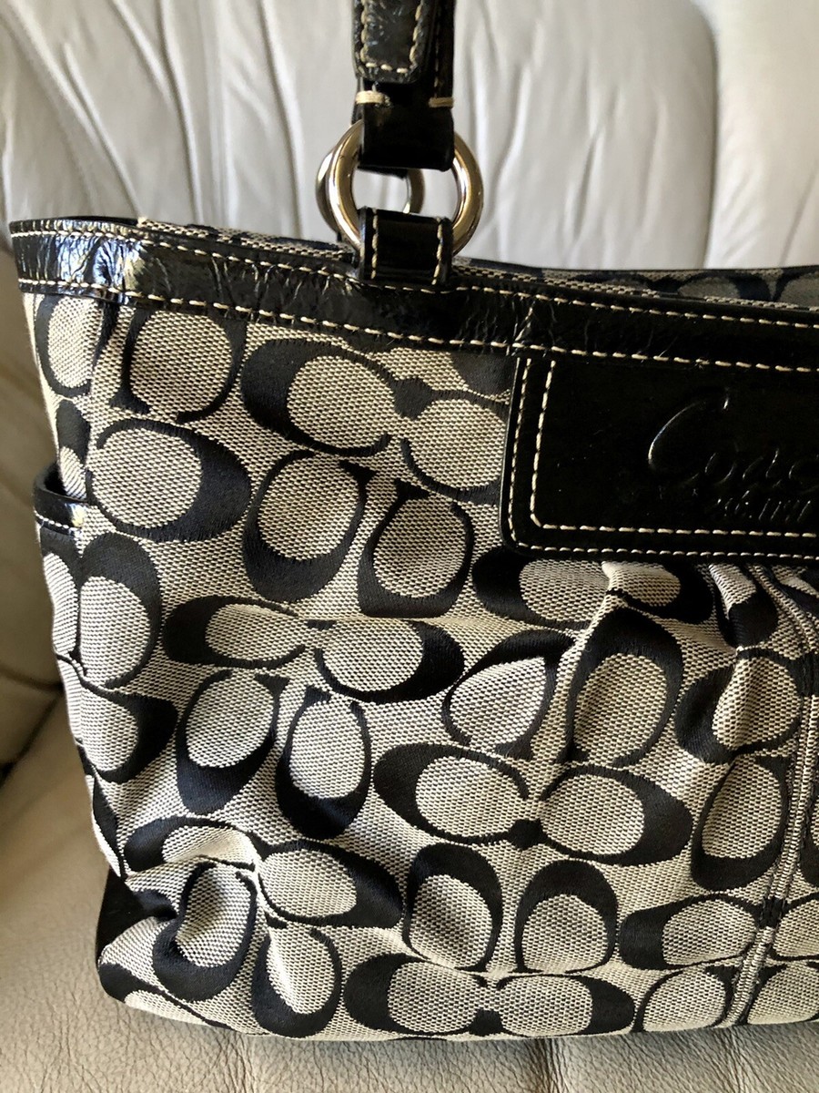 s-l400.jpg Coach Black and Gray Signature Shoulder Bag main image 1