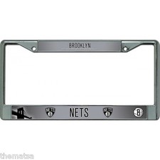 BROOKLYN NETS TEAM LOGO NBA BASKETBALL CHROME LICENSE PLATE FRAME MADE IN USA