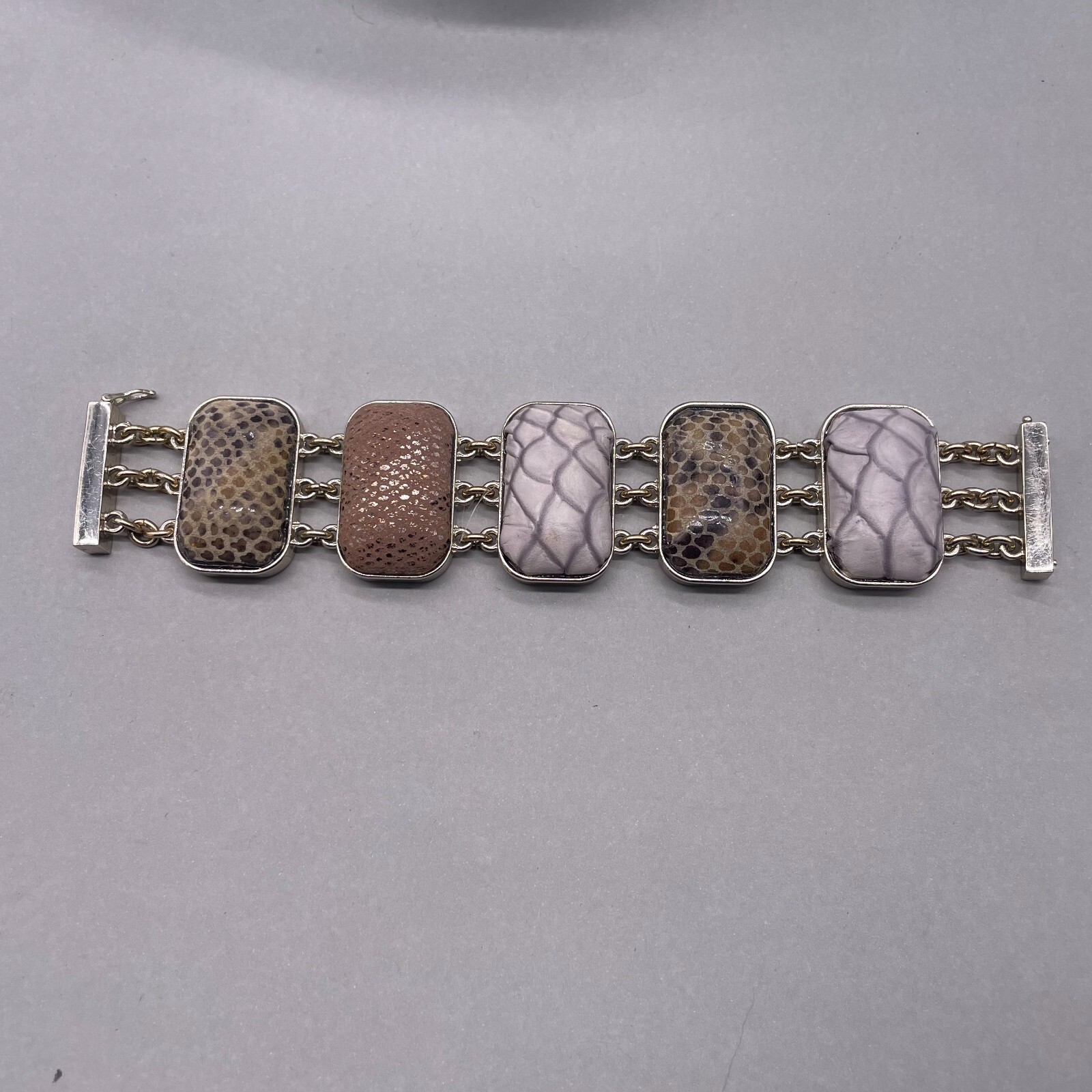 Animal Print Rectangular link Multi-Link Bangle B… - image 2