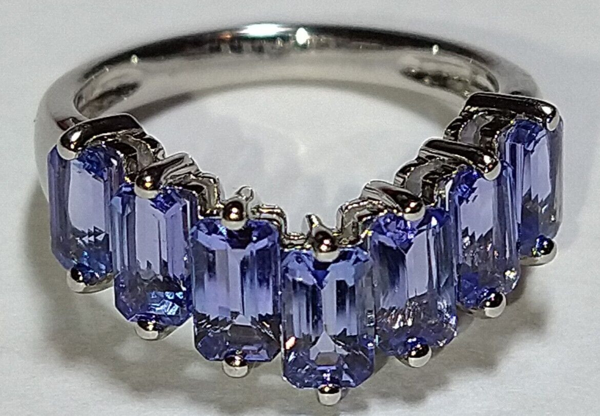 Solid platinum natural tanzanite stacking chevron… - image 12