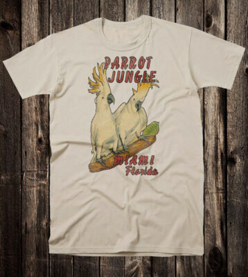Retro Travel Tee T Shirt Florida State Miami Parrot Jungle