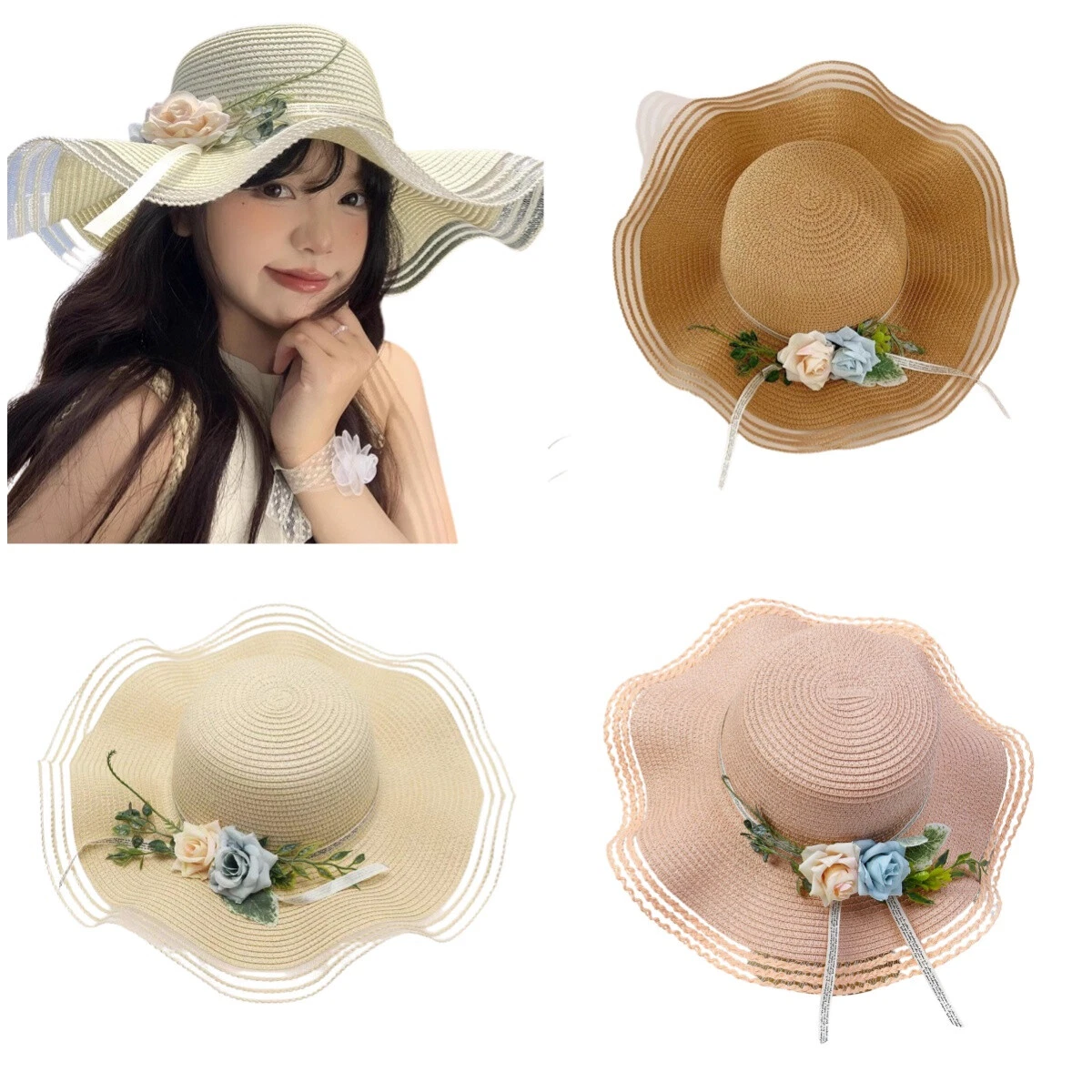 Womens Sun Hat Foldable Spring Summer Beach Straw Hat Wide Brim Sunscreen Cap
Opens in a new window