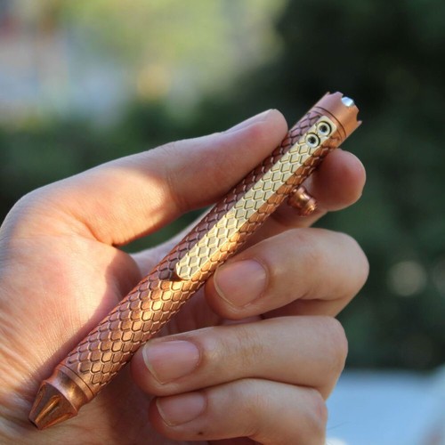 Six-Edge Messing Kugelschreiber - Massiver Messing Stift Mit Clip | 13,5cm Für G2 Minen