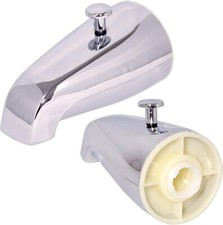 Tub Spout with Push and Pull Diverter, 3/4 inch to 1/2 inch IPS Face Bushing, 5-