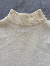 Centigrade Mock Neck L Lambswool Angora White Cream Winter Sweater Easter Pearl