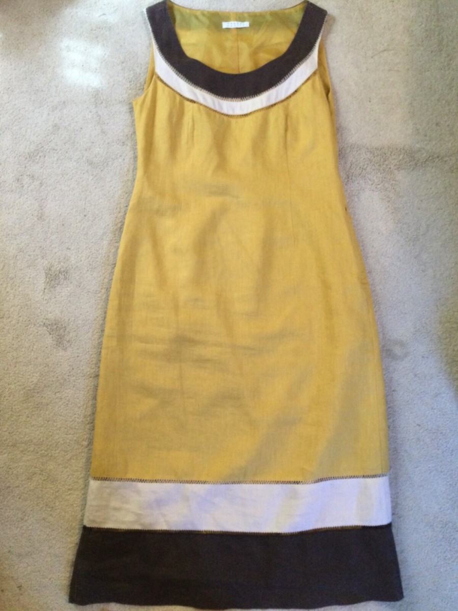 precis ladies dresses Precis Petite dress from England SZ 8 UK 100% Linen Lined Modest Fitted  MIDI EUC