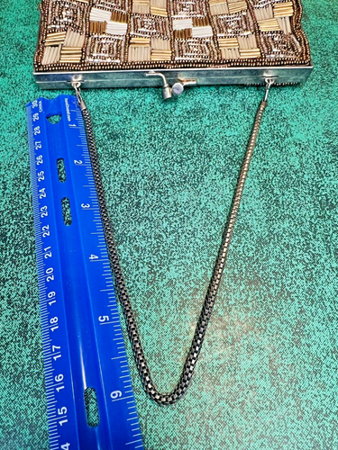 Vtg Walborg Copper Silver Beaded Evening Bag Clutch Made Hong Kong Purse Evening - 第 4/10 張圖片