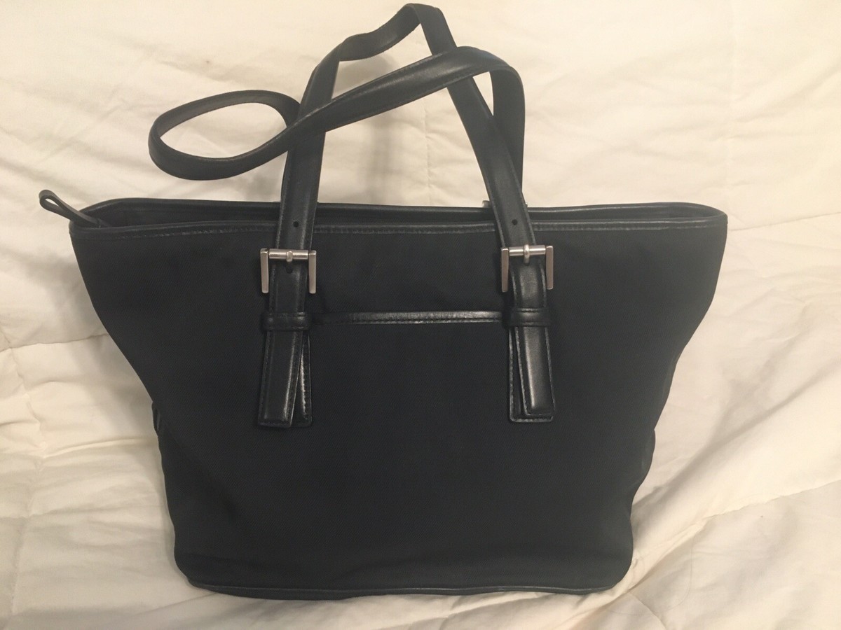 COACH Black Nylon/Leather Vintage Tote Purse Bag-7446-MINT | eBay