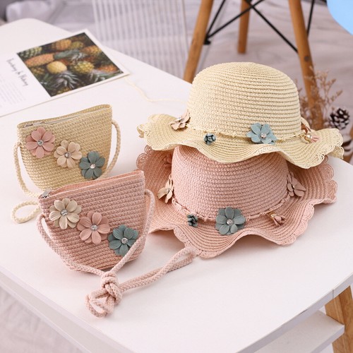 Baby Girl Hat Summer cute Beach flowers Straw Sun Cap /Sombrero Para Niñas Playa - Picture 12 of 14