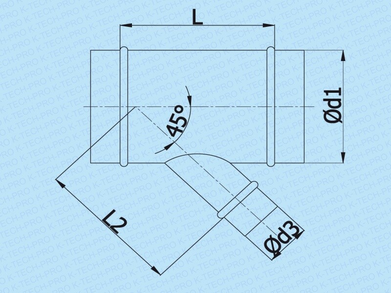 Abzweigstück UT 45° mit Lippendichtung NW 1120x1120