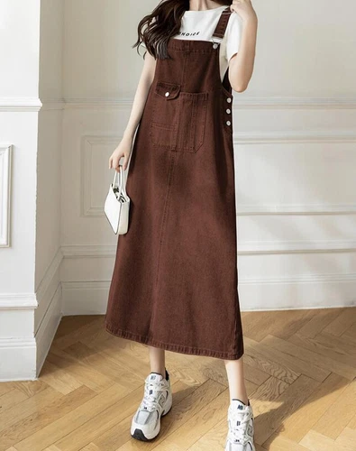 Damen Freizeit Jeansrock Overall Kleid Schürze Straps Latzkleid Geschenk- - Bild 5 von 18