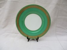 TIFFANY CO / MINTON GOLD ENCRUSTED BAND AND GREEN EMBOSSED LARGE DINNER PLATE D 