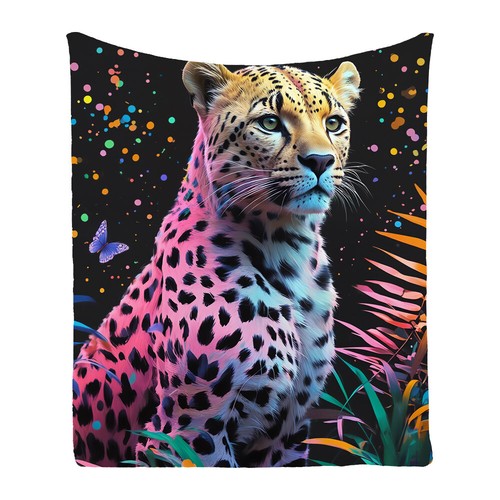 Leopard Spots Dots Flannel Bedspread Sofa Lounge Throw Blanket Holiday Gift - Picture 5 of 14