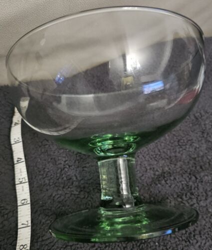 Vintage Green Glass Pedestal Footed Bowl Wedding DecorPlant Trifle Cocktail Bar - Picture 7 of 15