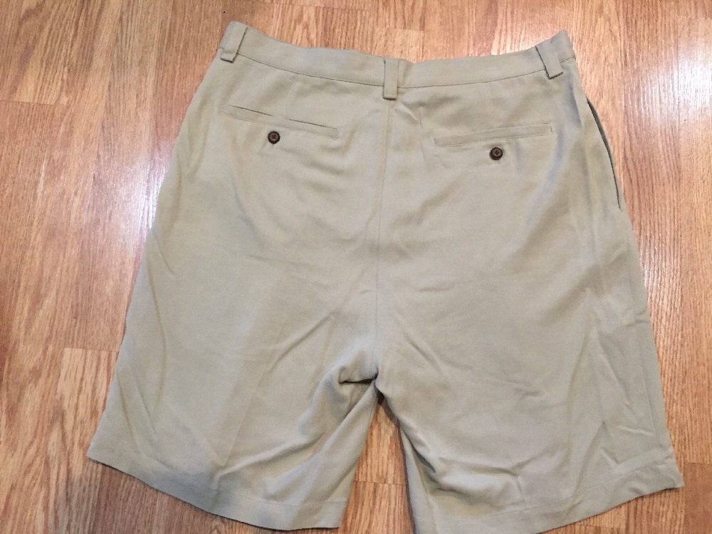 Men's Tommy Bahama 35 Khaki Pleated Silk Shorts. Inse… Gem