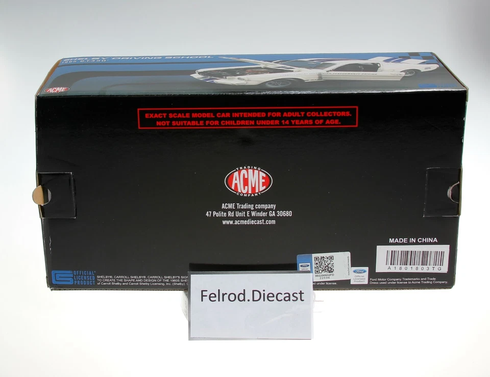 1/18 ACME / GMP 1965 TOMS GARAGE DRIVING SCHOOL SHELBY GT 350 MUSTANG 102 Made - Image 4 of 4