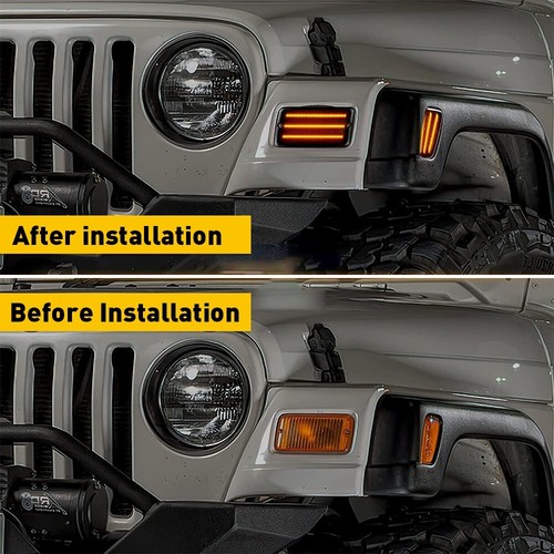 SMOKED LED Bumper Signal + Side Marker Light IP67 For 97-06 Jeep Wrangler TJ A - Picture 11 of 27