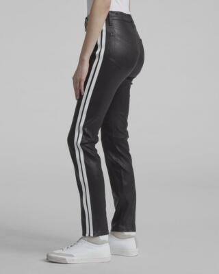 black and white cigarette pants Sz 24 Leather Rag & Bone Ankle Cigarette PANTS BLACK w/White Stripes NWT  $1095