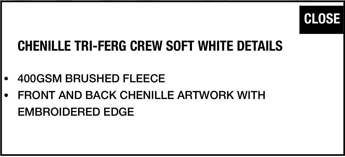 Brand New Palace Chenille Tri-Ferg Crew - Soft White - Size Brand New Palace Chenille Tri-Ferg Crew - Soft White - Size