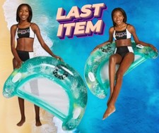 New Justice Inflatable Teal Ombre Palms Pool Chair Float 43" x 31.5"