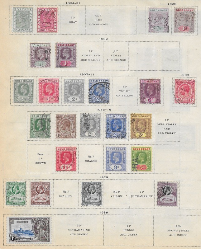 25 Gold Coast Stamps from Quality Old Antique Album 1884-1935