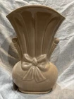 Vintage Art Deco USA 819 Shawnee Pottery Ceramic Bow Vase Dusty Pink Taupe