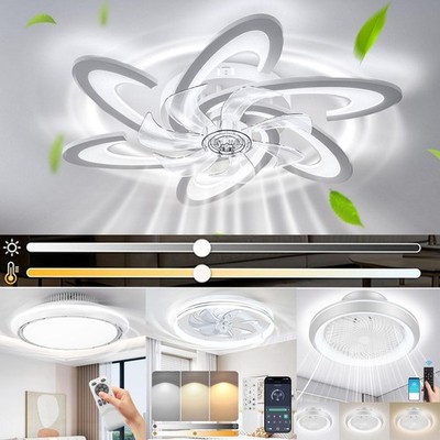 LED Deckenventilator mit Dimmbar Beleuchtung Fernbedienung Leise Deckenlampe 