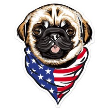 American Flag Pug Dog - Vinyl Decal Sticker - Car Window Laptop - ebn7813