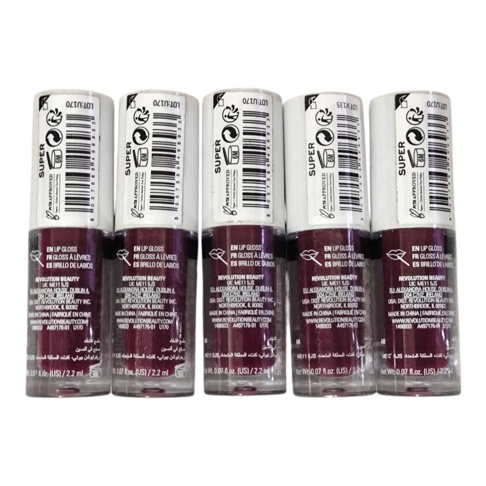 5x Makeup Revolution Baby Gloss Lip Gloss 2.2mL  – High Shine, Hydrating - Image 3 of 4