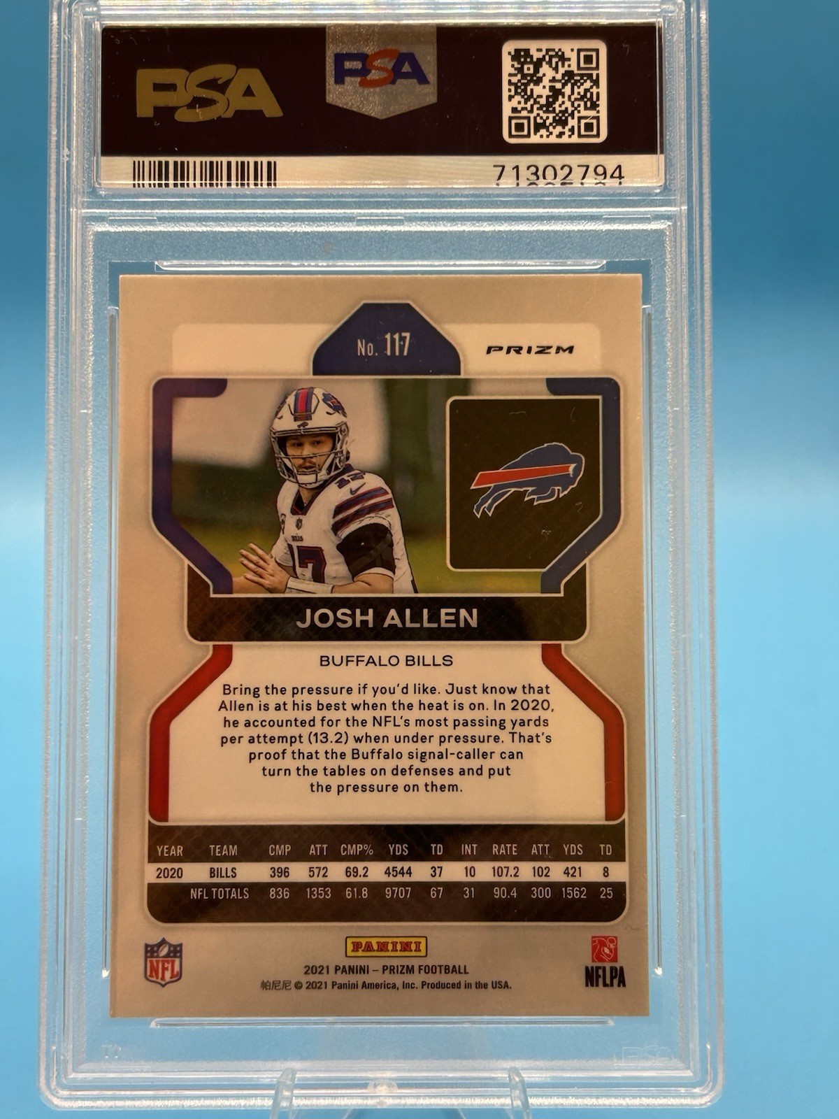2021 Prizm Josh Allen Orange Disco Prizm  PSA 9 MINT Buffalo Bills #117 view 19