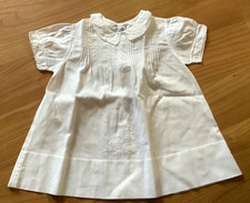 Vintage 1950's 6 mo White Cotton Baby Dress Embroidered Philippines