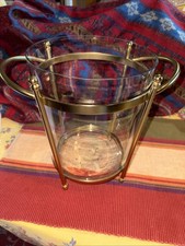 Williams-Sonoma Antique Brass & Glass Champagne Bucket Wine Chiller Hurricane