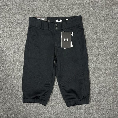 Under Armour Utility Softball Pants Girls Youth Black Cropped Size YXS NEW