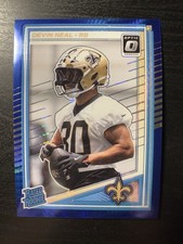 2025 Panini Donruss Optic Devin Neal #282 Saints Rated Rookie Blue Hyper Prizm
