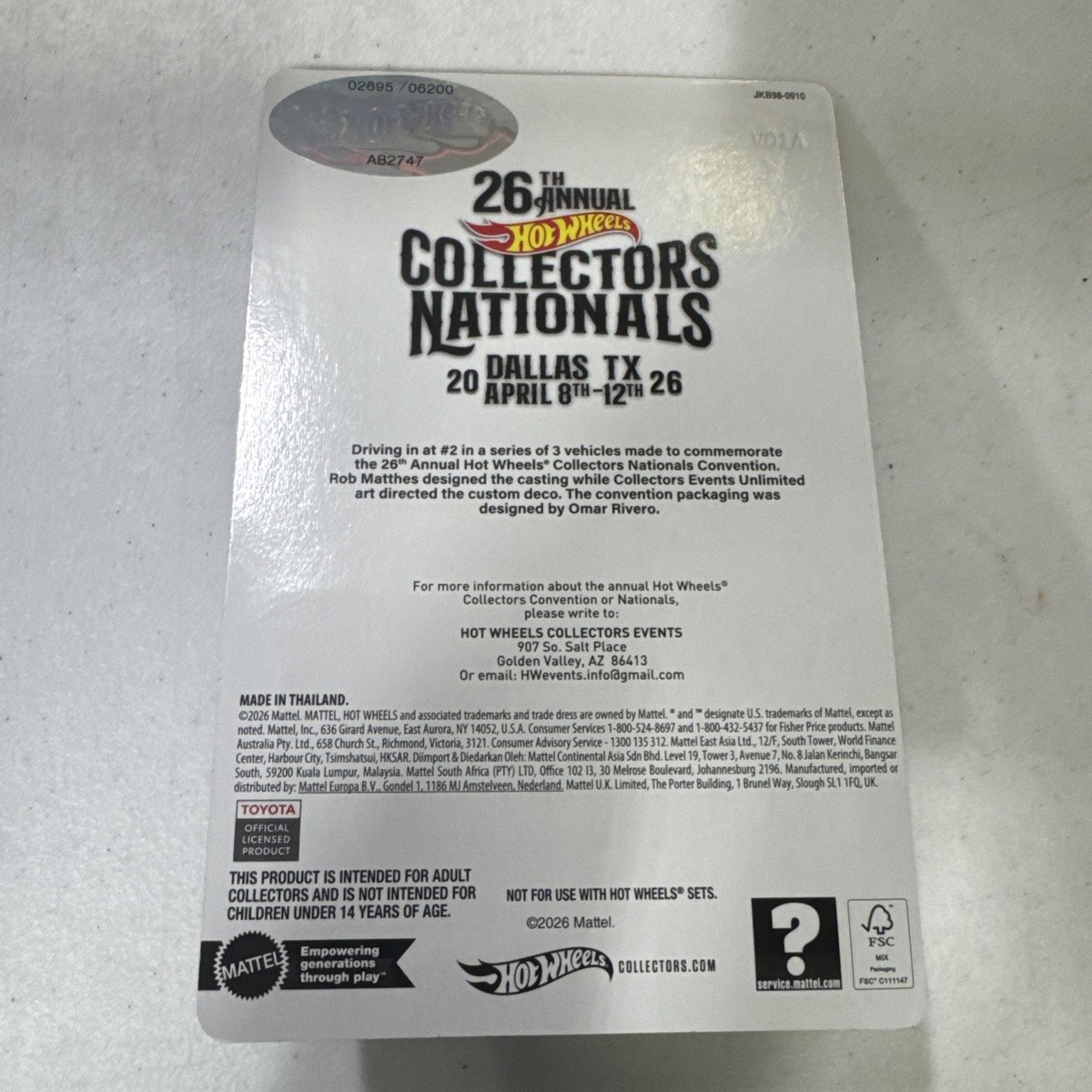 2026 Hot Wheels Dallas Nationals Convention 2024 Toyota Tacoma TRD