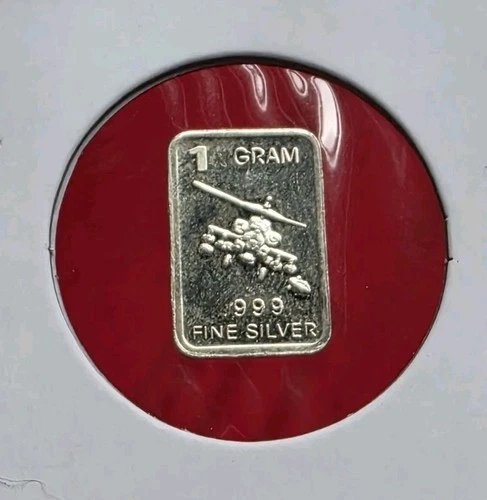 Apache Helicopter - 1 Gram .999 Fine Pure SILVER Bullion Mini Bar Coin Ingot