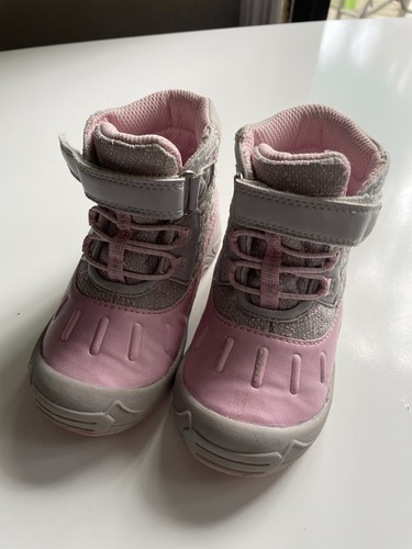 Stride Rite 7M Toddler Freya Fashion Sparkle Winter Boots pink & Gray shoes - Picture 4 of 12