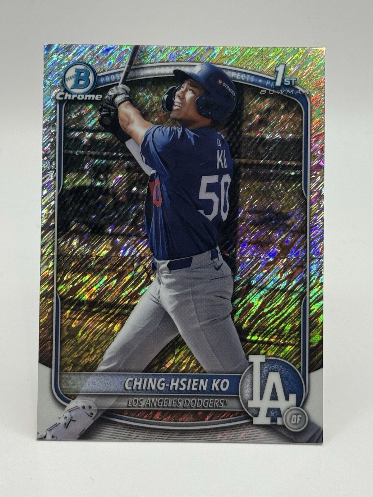 2025 Bowman Chrome 1st Ching-Hsien Ko Prospect Shimmer Refractor Dodgers F784