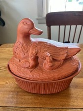 Vintage Gourmet Topf Terra Cotta Clay Duck Oven Baker Roaster 1981 Made USA