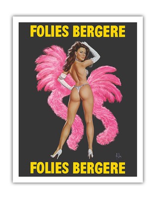 Folies Bergère - Burlesque - Vintage France Cabaret Poster by Alain Aslan 1970